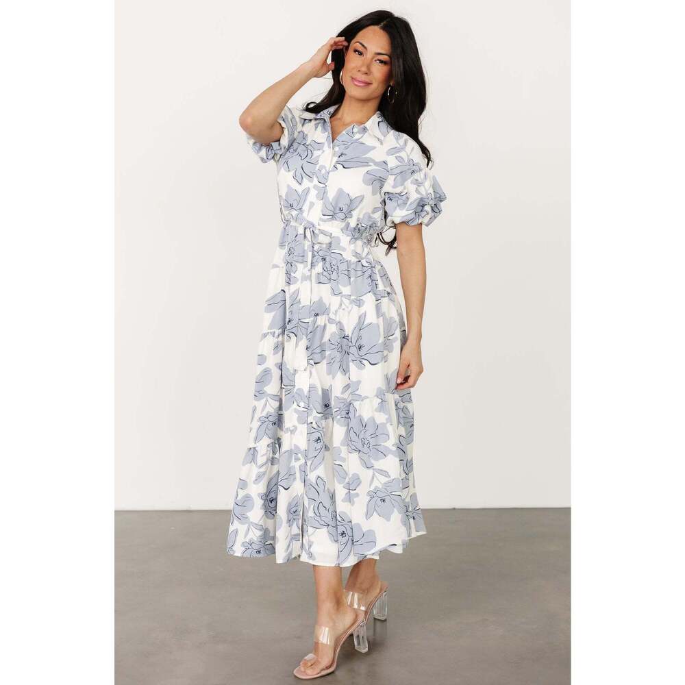 Baltic Born Albany Button Dress | Ivory +
Blue Size XL